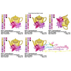 Teapot And Flowers-10 Embroidery Design Pattern-2