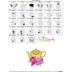 Teapot And Flowers-10 Embroidery Design Pattern-3