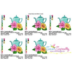 Teapot And Flowers-9 Embroidery Design Pattern-2