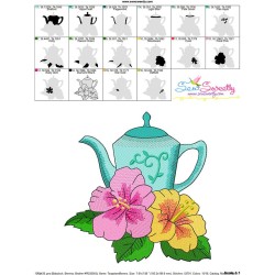Teapot And Flowers-9 Embroidery Design Pattern-3