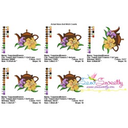Teapot And Flowers-7 Embroidery Design Pattern-2