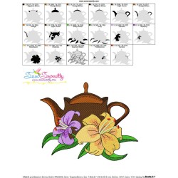 Teapot And Flowers-7 Embroidery Design Pattern-3