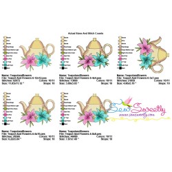 Teapot And Flowers-6 Embroidery Design Pattern-2