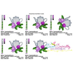 Teapot And Flowers-5 Embroidery Design Pattern-2