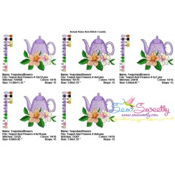 Teapot And Flowers-4 Embroidery Design Pattern-2
