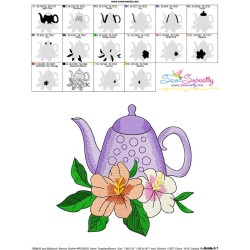 Teapot And Flowers-4 Embroidery Design Pattern-3