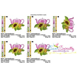 Teapot And Flowers-3 Embroidery Design Pattern-2