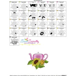 Teapot And Flowers-3 Embroidery Design Pattern-3