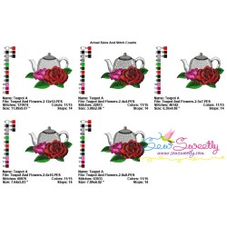 Teapot And Flowers-2 Embroidery Design Pattern-2