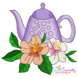Teapot And Flowers Embroidery Design Bundle-5