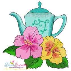 Teapot And Flowers Embroidery Design Bundle-10