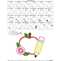 Apple Pencil Flower-2 Applique Design Pattern-3