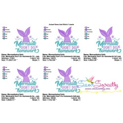 Mermaids Don't Do Homework Embroidery Design Pattern-2