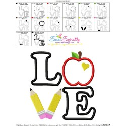 Love School Lettering Applique Design Pattern-3