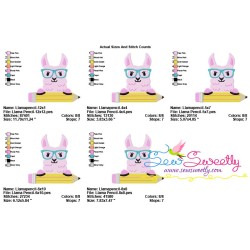 Llama Glasses Pencil Embroidery Design Pattern-2