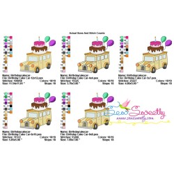 Birthday Cake Car Embroidery Design Pattern-2