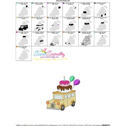 Birthday Cake Car Embroidery Design Pattern-3