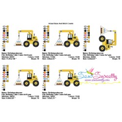 Birthday Cake Crane Embroidery Design Pattern-2