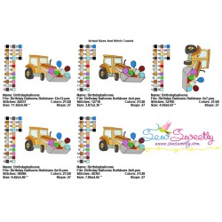 Birthday Balloons Bulldozer Embroidery Design Pattern-2