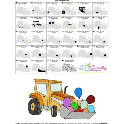 Birthday Balloons Bulldozer Embroidery Design Pattern-3