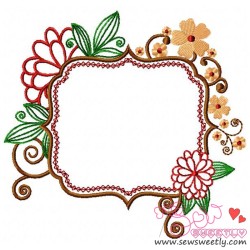 Floral Frame-2 Embroidery Design Pattern-3