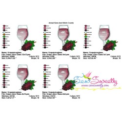 Grape Juice Glass Embroidery Design Pattern-2