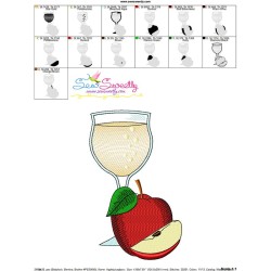 Apple Juice Glass Embroidery Design Pattern-3