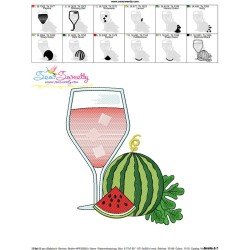 Watermelon Juice Glass Embroidery Design Pattern-3