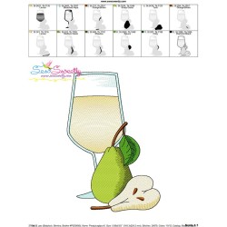 Pear Juice Glass Embroidery Design Pattern-3