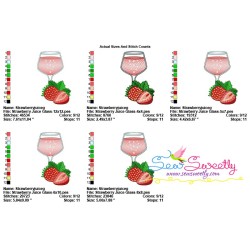 Strawberry Juice Glass Embroidery Design Pattern-2