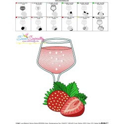 Strawberry Juice Glass Embroidery Design Pattern-3