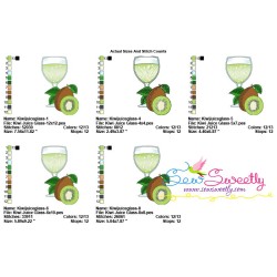 Kiwi Juice Glass Embroidery Design Pattern-2