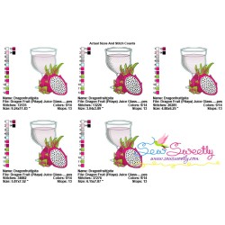 Dragon Fruit (Pitaya) Juice Glass Embroidery Design Pattern-2