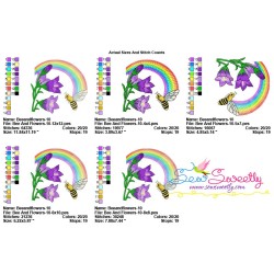 Bee Flowers And Rainbow-10 Embroidery Design Pattern-2