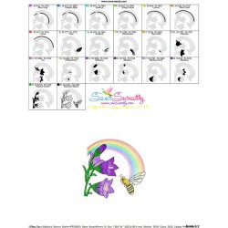 Bee Flowers And Rainbow-10 Embroidery Design Pattern-3