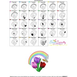 Bee Flowers And Rainbow-7 Embroidery Design Pattern-3