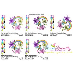 Bee Flowers And Rainbow-5 Embroidery Design Pattern-2