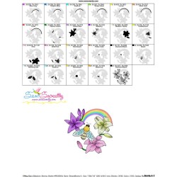 Bee Flowers And Rainbow-5 Embroidery Design Pattern-3