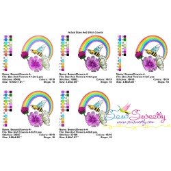 Bee Flowers And Rainbow-4 Embroidery Design Pattern-2