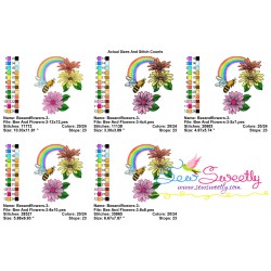 Bee Flowers And Rainbow-3 Embroidery Design Pattern-2