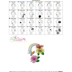 Bee Flowers And Rainbow-3 Embroidery Design Pattern-3