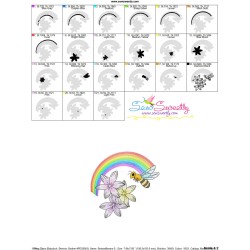 Bee Flowers And Rainbow-2 Embroidery Design Pattern-3