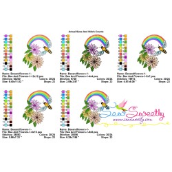 Bee Flowers And Rainbow-1 Embroidery Design Pattern-2