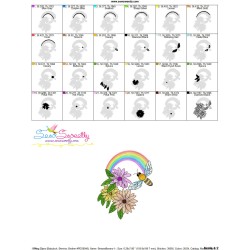 Bee Flowers And Rainbow-1 Embroidery Design Pattern-3