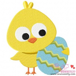 Chick With Egg Embroidery Design Pattern-3