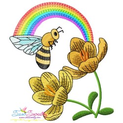 Bee Flowers And Rainbow Embroidery Design Bundle-9