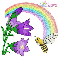 Bee Flowers And Rainbow Embroidery Design Bundle-11