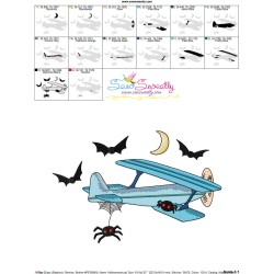 Halloween Aircraft-5 Embroidery Design Pattern-3