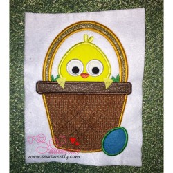 Chick In Basket Applique Design Pattern-3