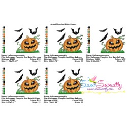 Halloween Pumpkin And Bats Embroidery Design Pattern-2